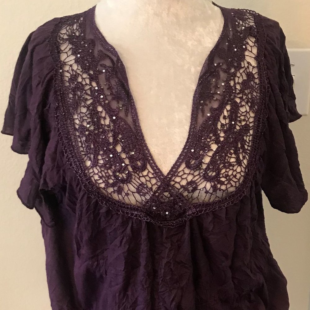 Never Worn Purple Embelished Top Size Large